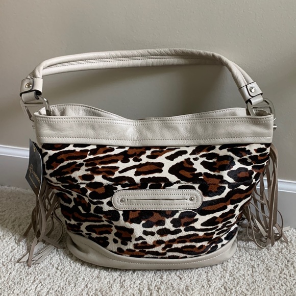 B. Makowsky leather and cow hair bucket boho bag.- NWT- $298 - Picture 1 of 9